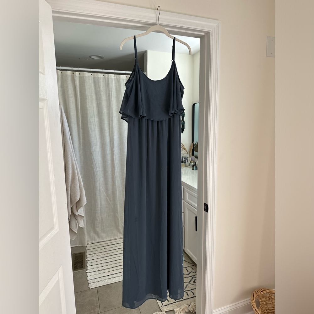 Show me your Mumu bridesmaid dress in the color slate.